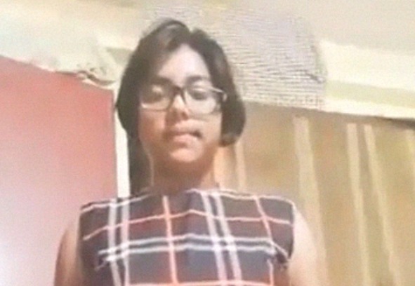 Boy cut girl with sexy figure stripping nude