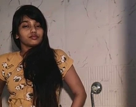 Horny desi stripping under shower in bathroom