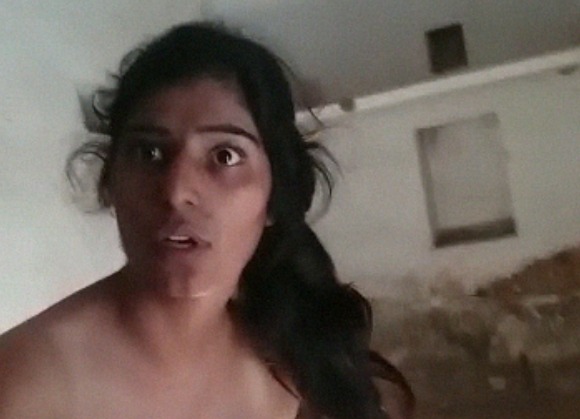 Shy lean dehati girl with clean pussy caught nude