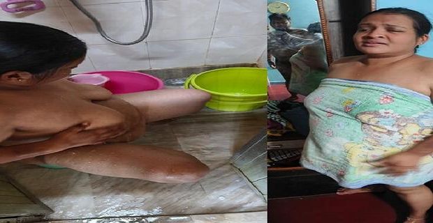 Nangi sasu maa ki gaand aur boobs show bath par