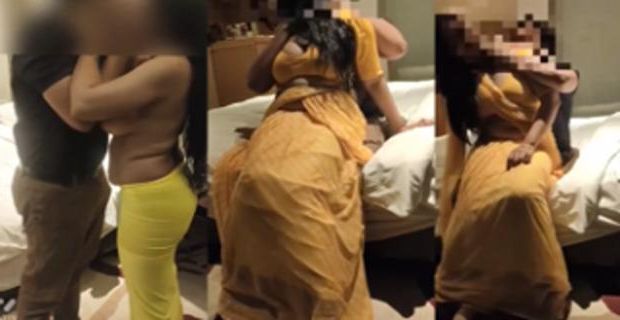 Yellow saree me randi bhabhi pati ke dost sath chudi hotel me