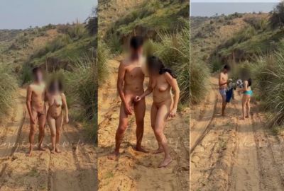Husband records his naked wife wanking their guide's dick