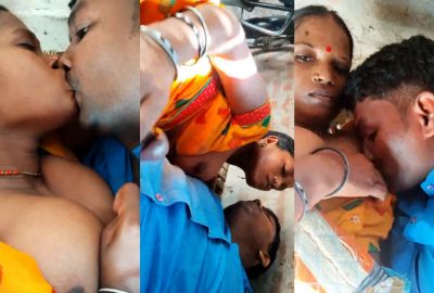 Bihari husband sucks his wife's boobs and gets a handjob