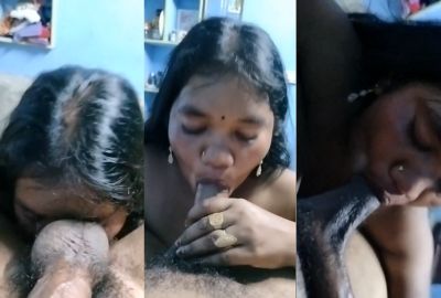 Desi lady swallows her owner's balls and licks his ass