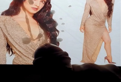 Indian pervert cums tribute on Bollywood actress's pics