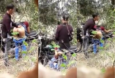 Nepali couple's outdoor xxx video on a bike