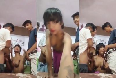Shemale sucks three young boys' dick in Indian gay porn