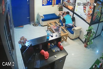 The office guy sucks his colleague's milky boobs on holiday