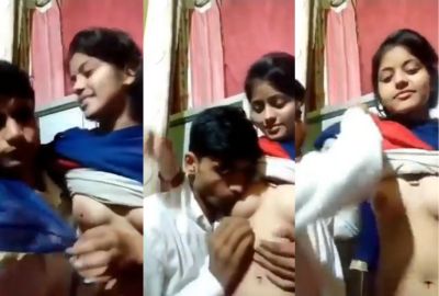 Pervert sucks cousin sister's juicy boobs in desi mms
