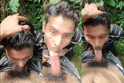 Indian gay porn of a guy sucking a dick in a garden