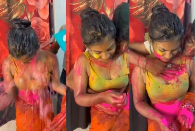 Hot romantic Holi celebration of big boob Bhabhi and Devar