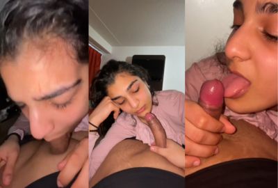 An 18-year-old girl sucks American lover's dick in NRI porn