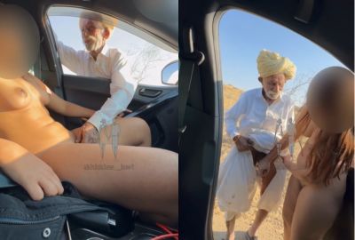 Nude wife's road fun with a Rajasthani man in outdoor sex